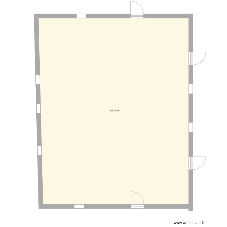 batiment. Plan de 1 pièce et 107 m2