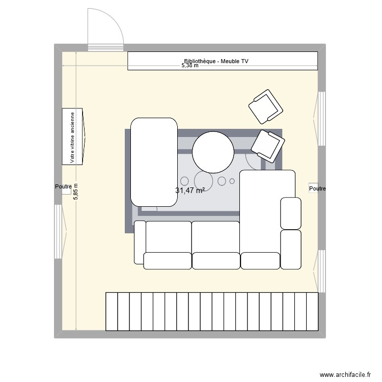 Salon Jeanne-Marie 2. Plan de 1 pièce et 31 m2