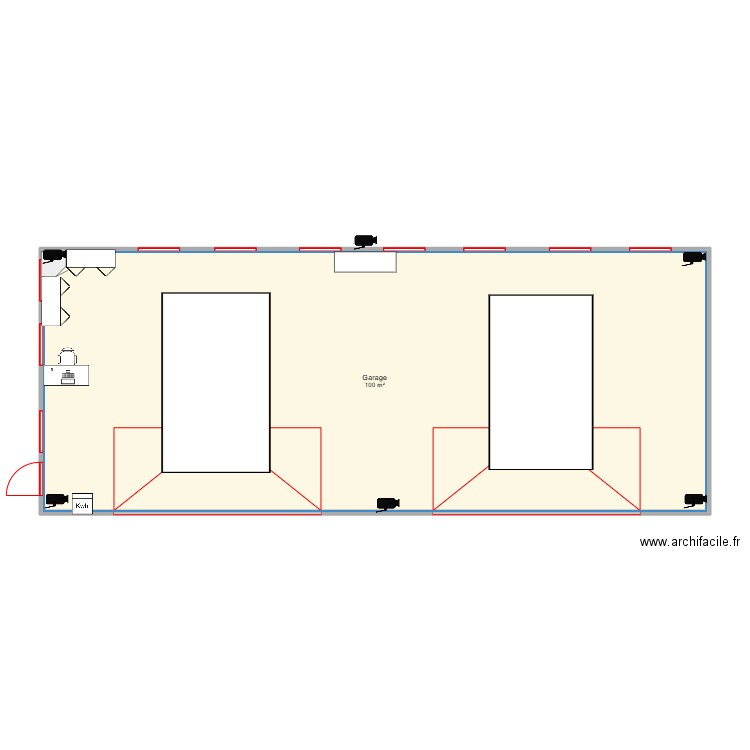 garage . Plan de 1 pièce et 100 m2