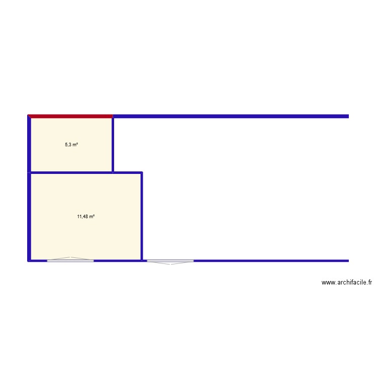 machines. Plan de 2 pièces et 17 m2