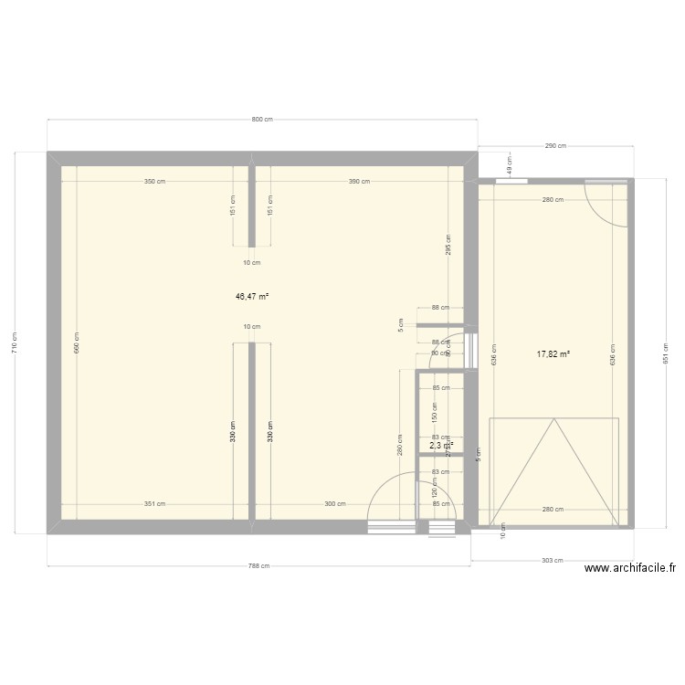 chambery. Plan de 3 pièces et 67 m2