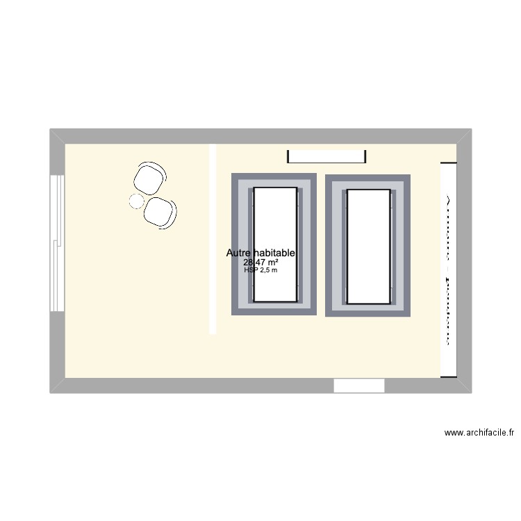 Mon projet. Plan de 1 pièce et 28 m2