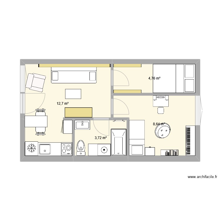 77 saint maurice. Plan de 4 pièces et 30 m2