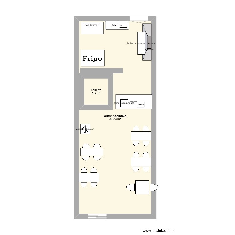 plan d'implantation. Plan de 2 pièces et 43 m2