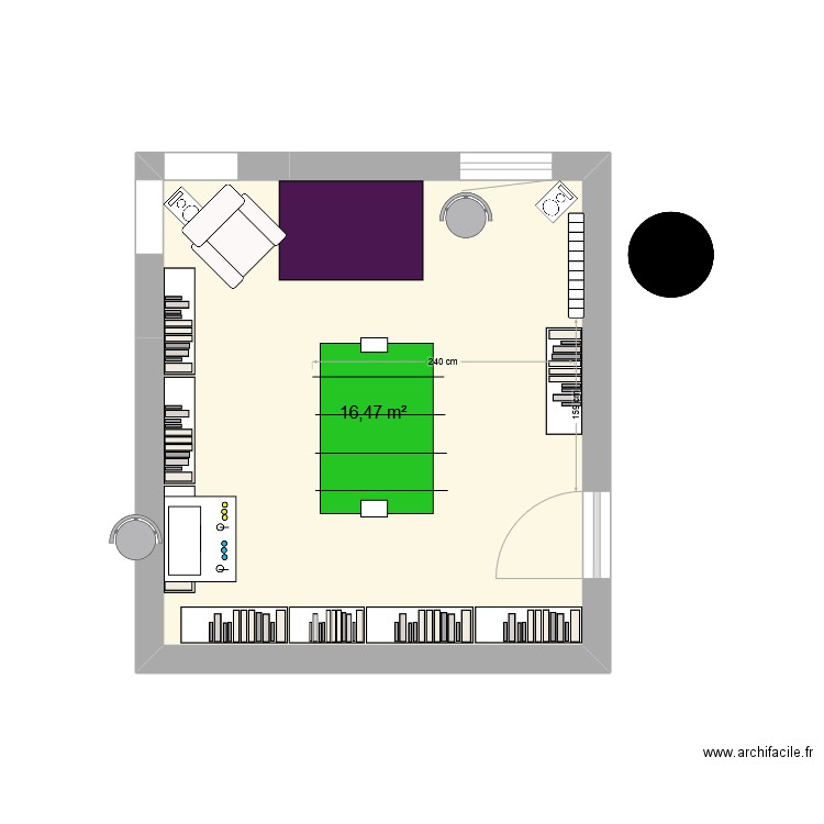 bureau 4. Plan de 1 pièce et 16 m2