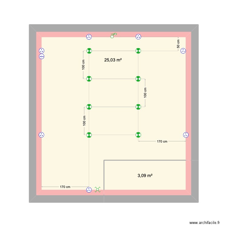 DUPLEX APPT C électricité. Plan de 4 pièces et 29 m2