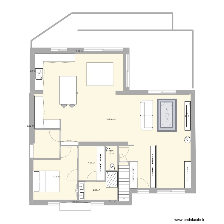 renovation EXTENTION BIS. Plan de 8 pièces et 109 m2