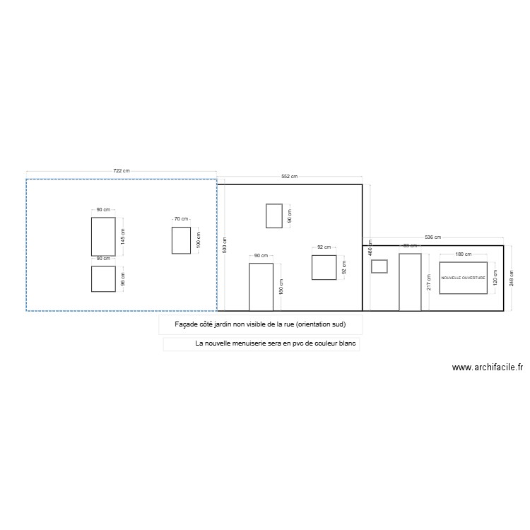 façade jardin. Plan de 0 pièce et 0 m2