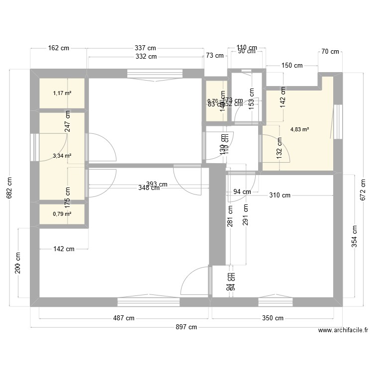 Appt Giraud. Plan de 5 pièces et 11 m2