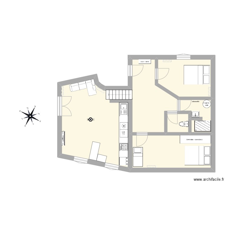 NB 328. Plan de 5 pièces et 66 m2