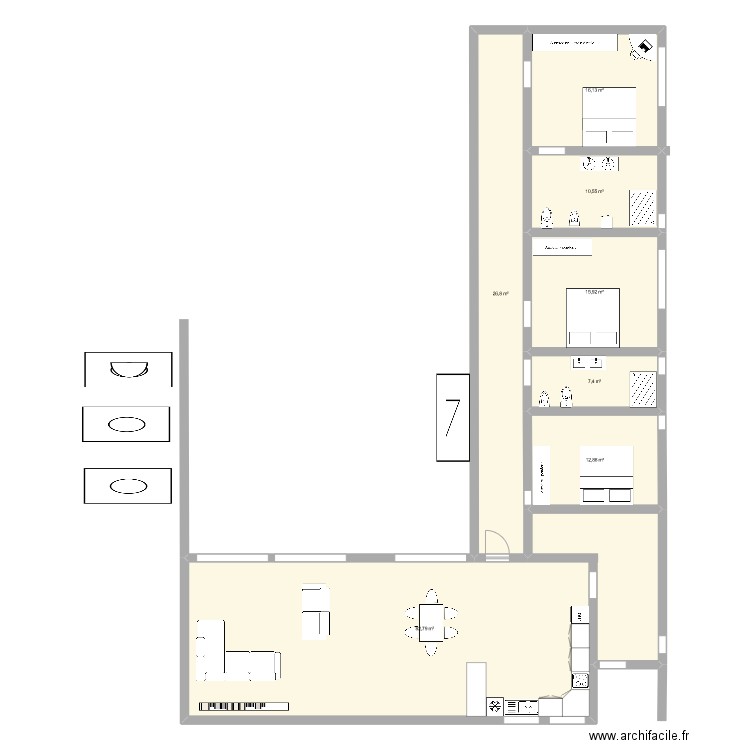 Anibal Cordoba 2. Plan de 7 pièces et 172 m2