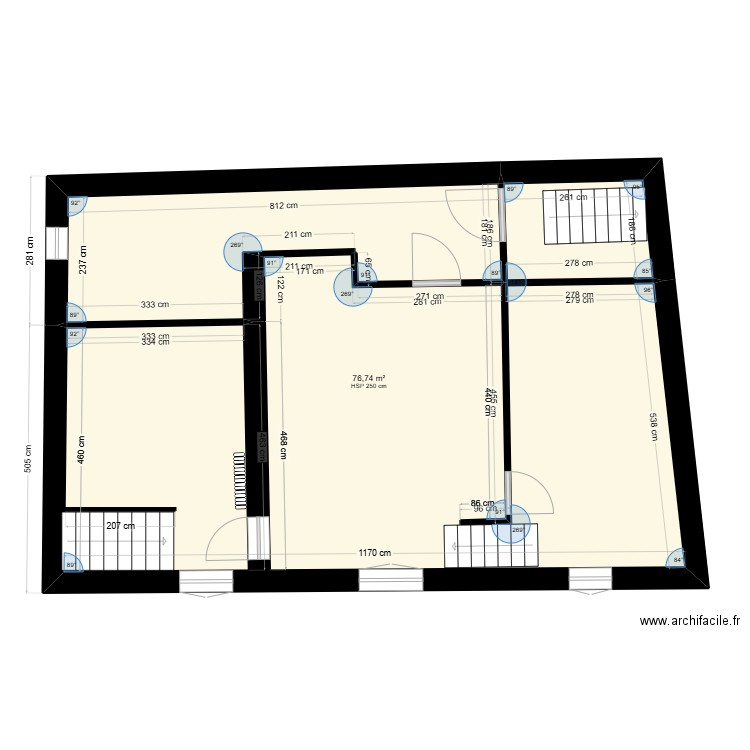 Marignier Niveau 1. Plan de 1 pièce et 53 m2