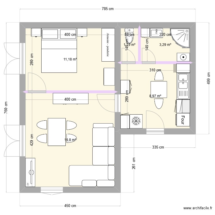 studio chataignier. Plan de 5 pièces et 41 m2