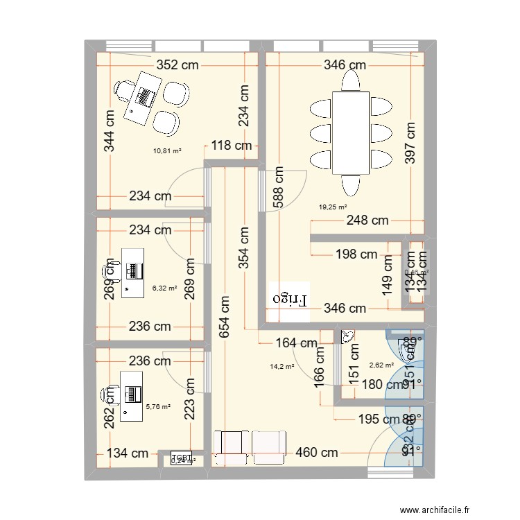 agence du domicile domus medica aménagement. Plan de 8 pièces et 60 m2