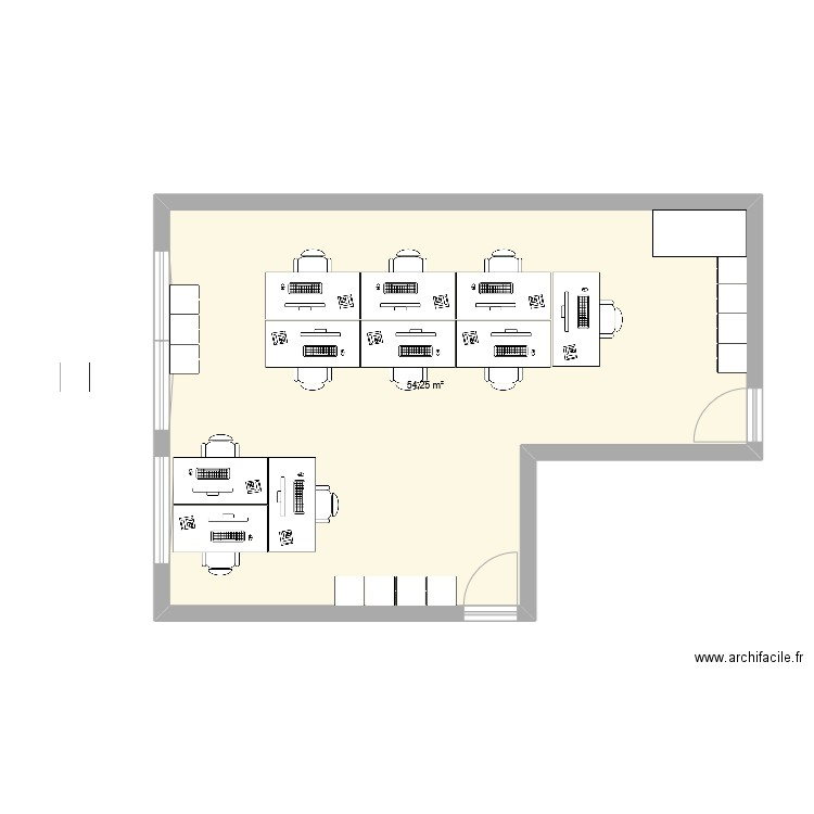 Bureau DSI 5. Plan de 1 pièce et 54 m2