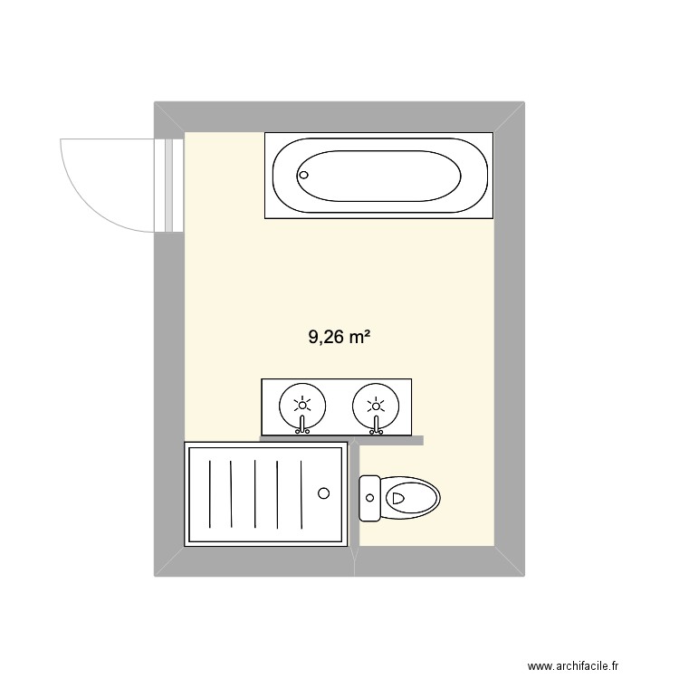 salle de bain 1. Plan de 1 pièce et 9 m2