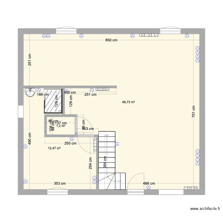 mortefontaine. Plan de 3 pièces et 62 m2