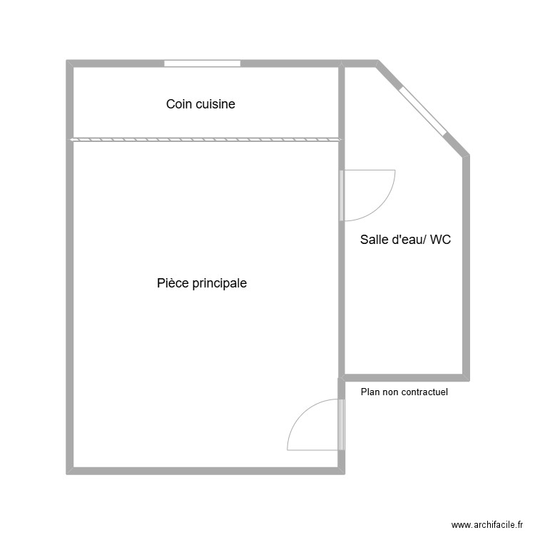 colin studette. Plan de 3 pièces et 34 m2