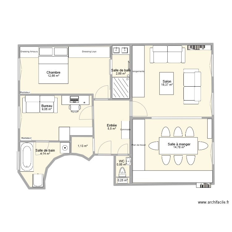 parme v4. Plan de 10 pièces et 67 m2