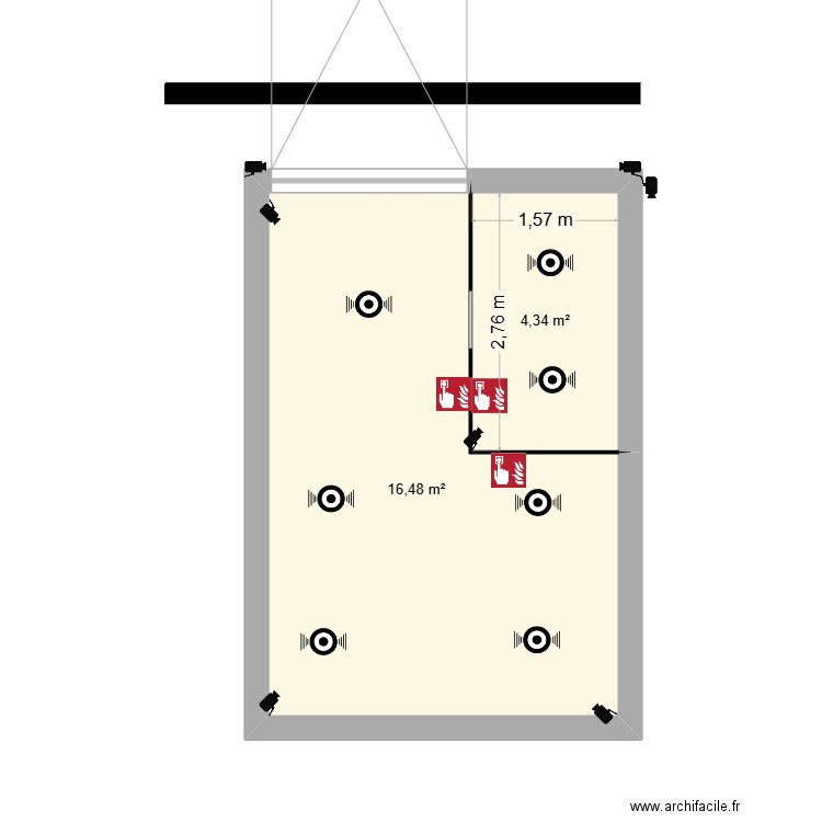 Plan entrepôt amelot logistique. Plan de 2 pièces et 21 m2