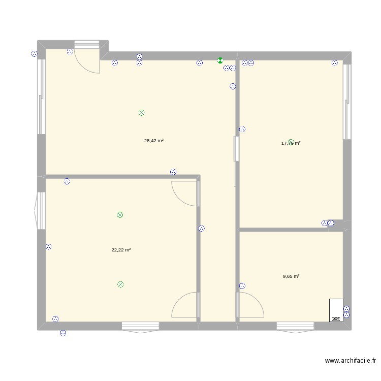 plop. Plan de 5 pièces et 78 m2