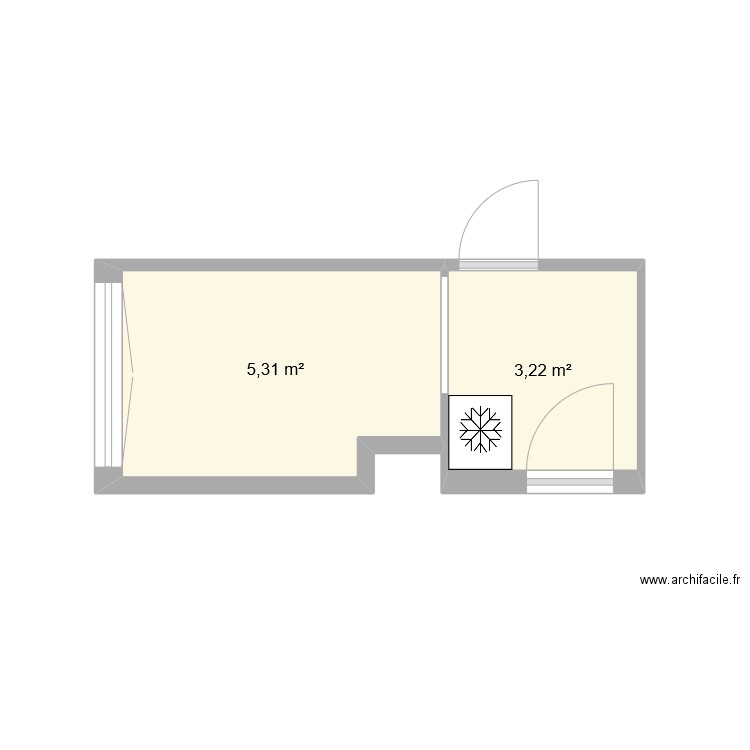 cuisine Ju. Plan de 2 pièces et 9 m2