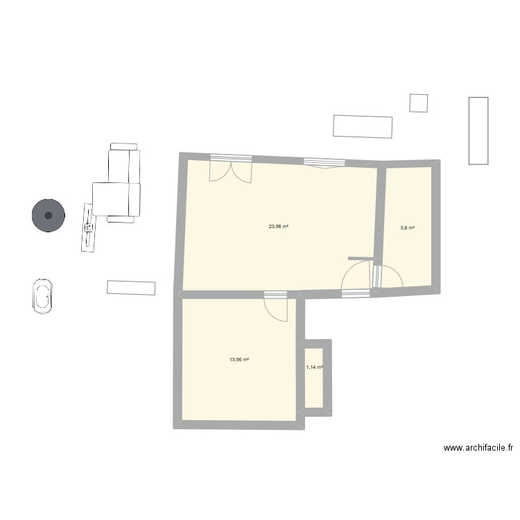 Appart la crau. Plan de 4 pièces et 45 m2