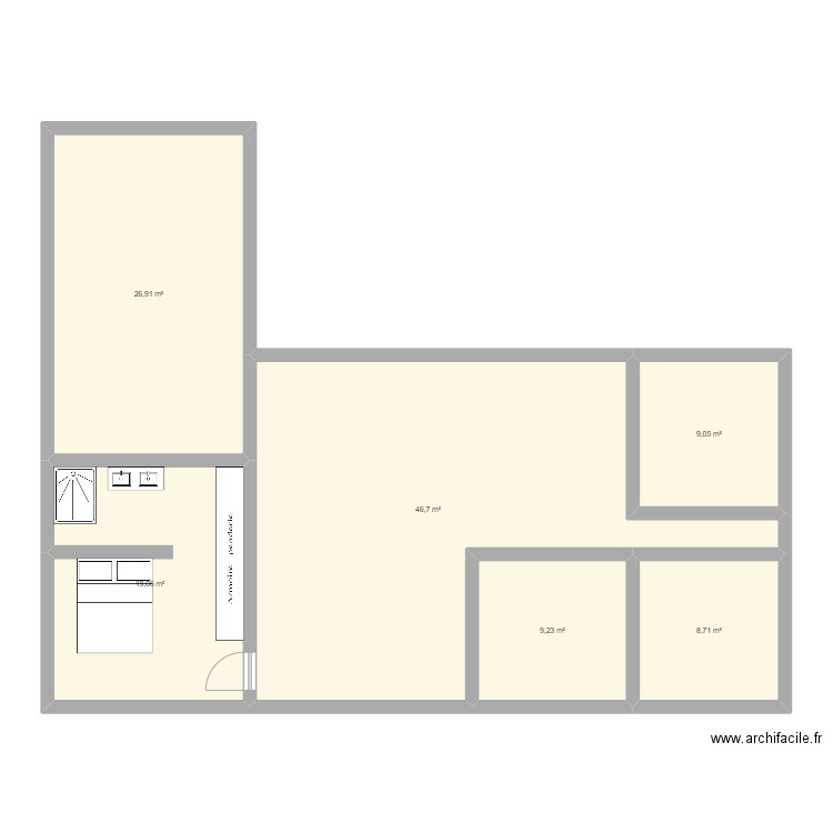 Deux. Plan de 6 pièces et 120 m2