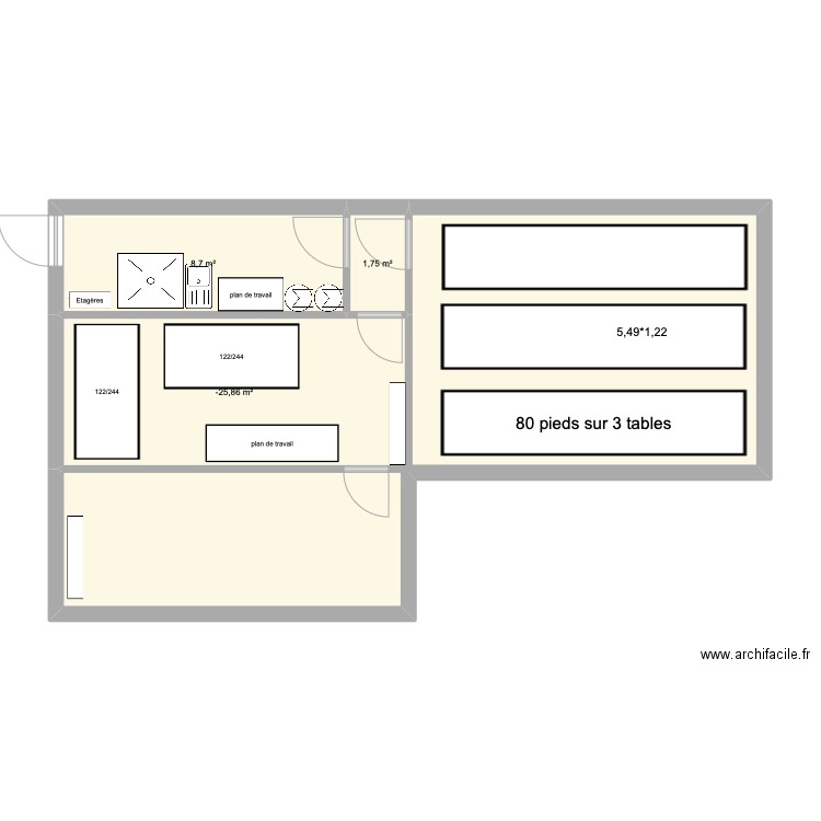 cont. Plan de 3 pièces et 27 m2