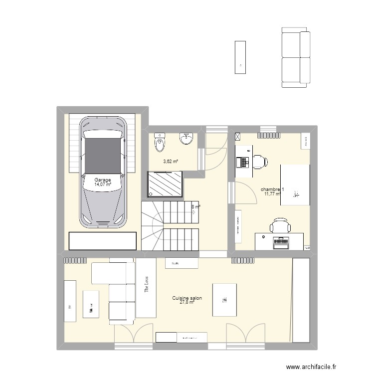 OMY. Plan de 5 pièces et 65 m2