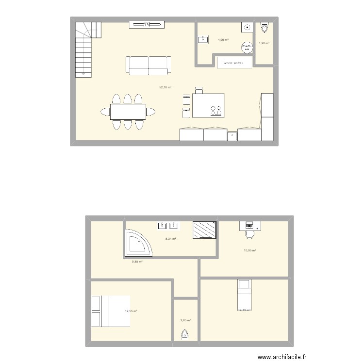 maison bragny à étage. Plan de 9 pièces et 118 m2