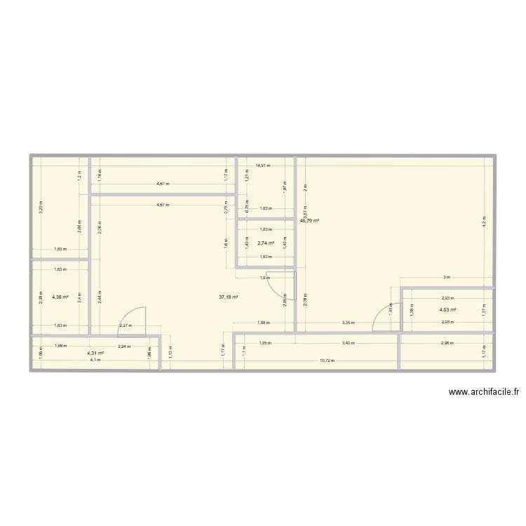 cave 3e. Plan de 6 pièces et 99 m2