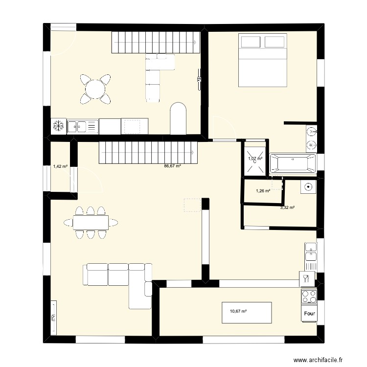 Maison M. Plan de 6 pièces et 104 m2