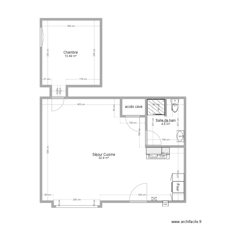 DIDIER BETTY. Plan de 4 pièces et 49 m2