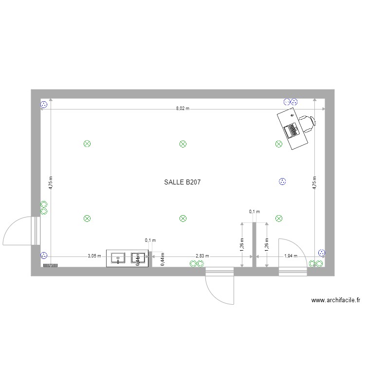 SALLE B207 COLLEGE BOURDON BLANC. Plan de 1 pièce et 38 m2