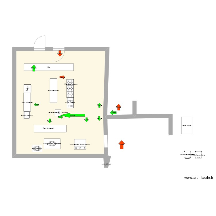 Plan cuisine marche en avant1. Plan de 1 pièce et 0 m2