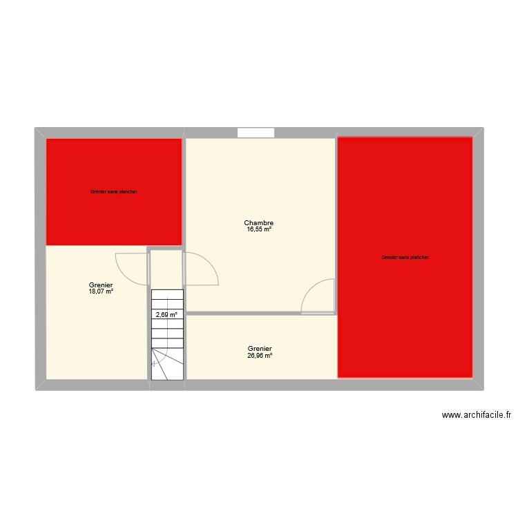 étage Logement souvestre. Plan de 4 pièces et 64 m2