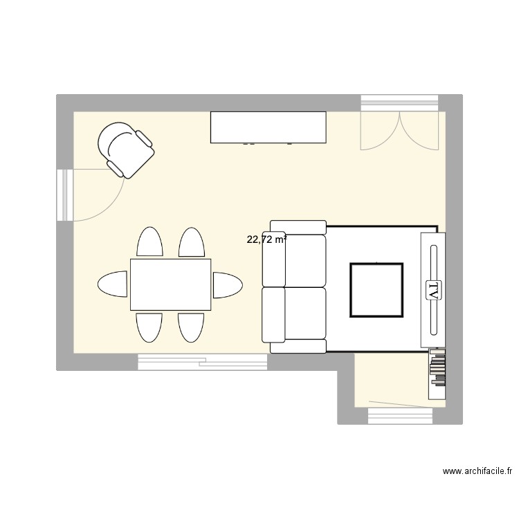 salon asnière 2nd arrangement. Plan de 1 pièce et 23 m2