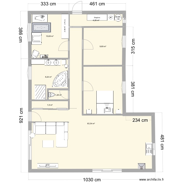 projet 1. Plan de 9 pièces et 97 m2