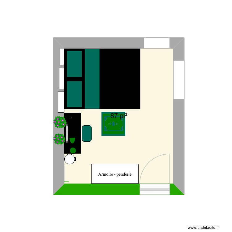 PLAN CHAMBRE1. Plan de 1 pièce et 8 m2