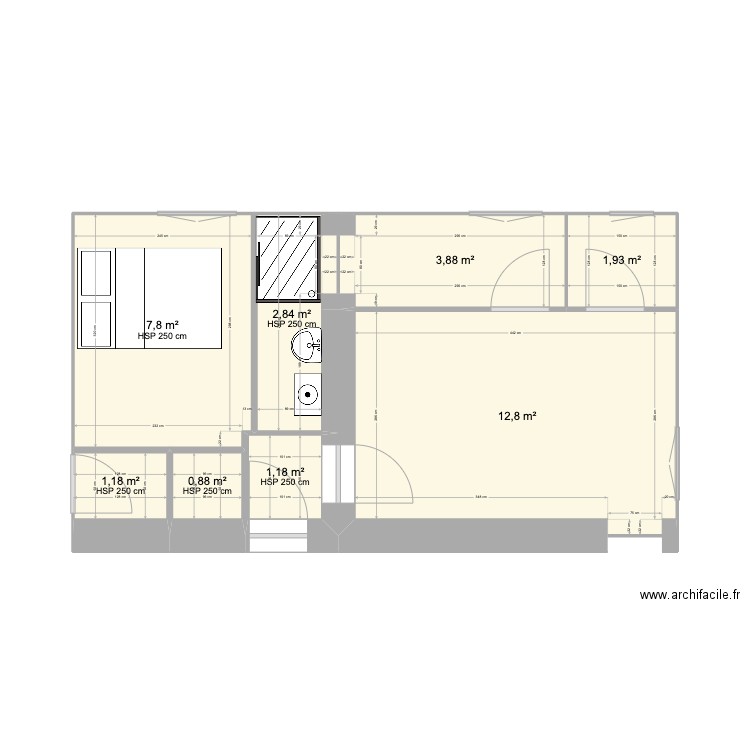 2P-PARM v1. Plan de 8 pièces et 32 m2