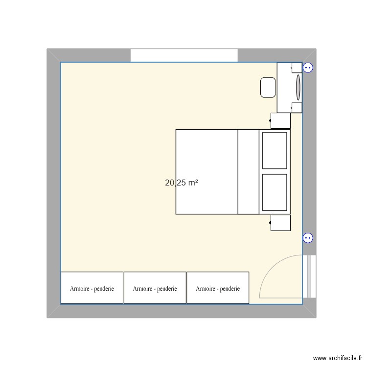 chambre romain. Plan de 1 pièce et 20 m2