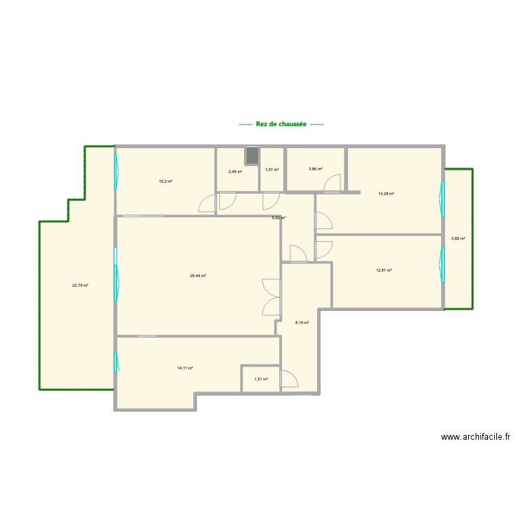 Appart Chesnay (original). Plan de 13 pièces et 133 m2