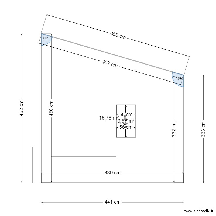 plan masse coté. Plan de 2 pièces et 18 m2