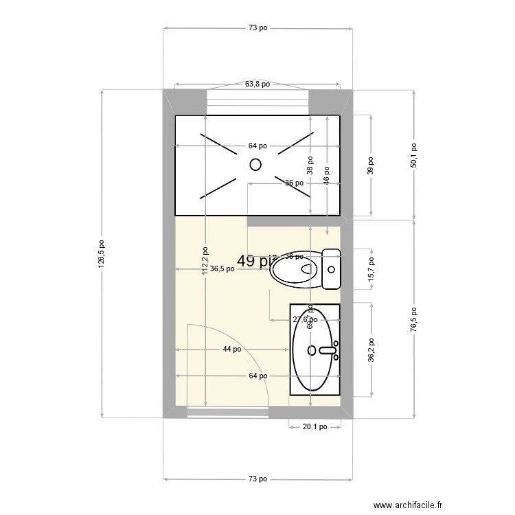 407 smith. Plan de 1 pièce et 5 m2