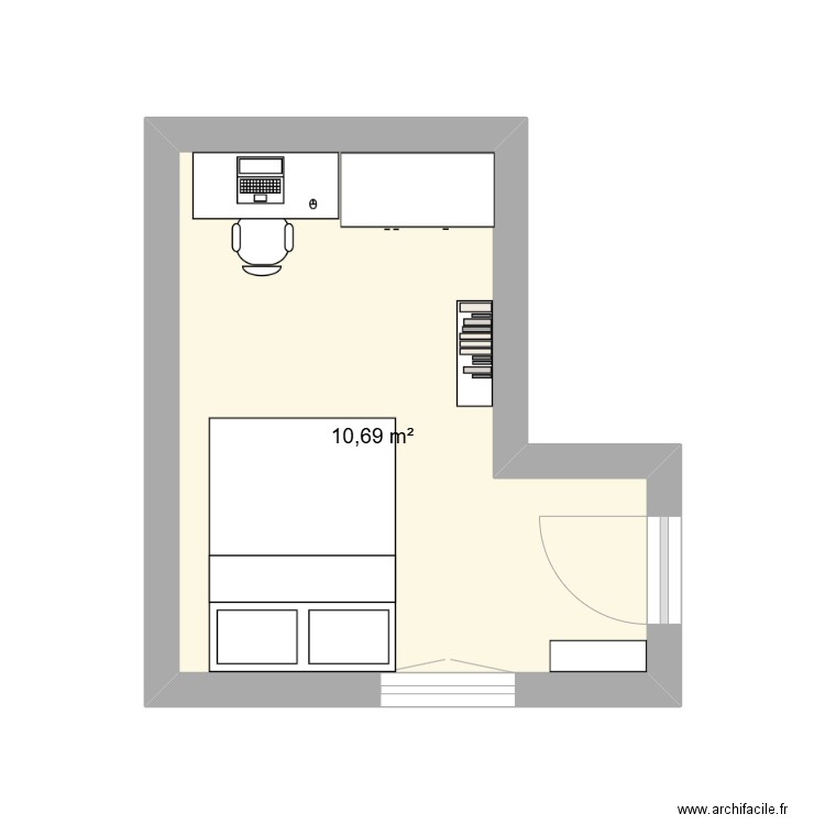 CHAMBRE 1. Plan de 1 pièce et 11 m2