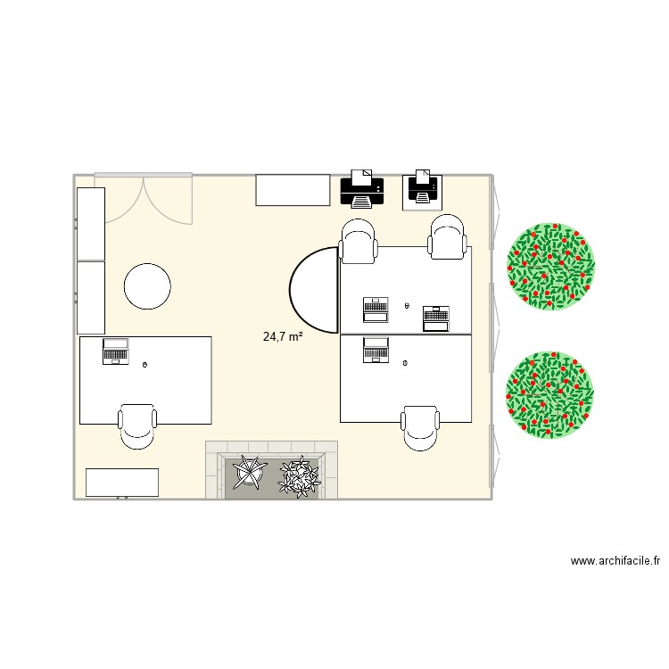 bureau. Plan de 1 pièce et 25 m2