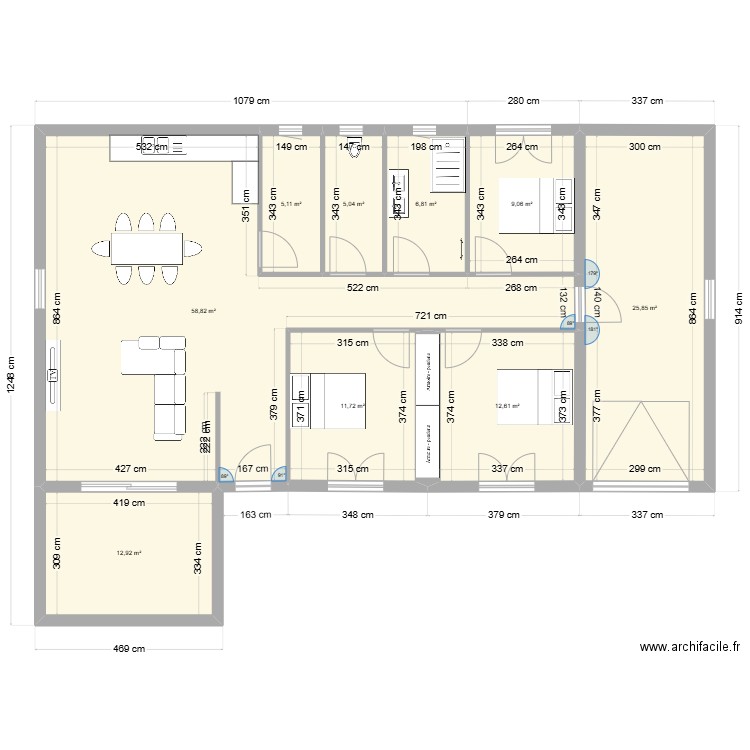 projet morgan 3. Plan de 9 pièces et 148 m2