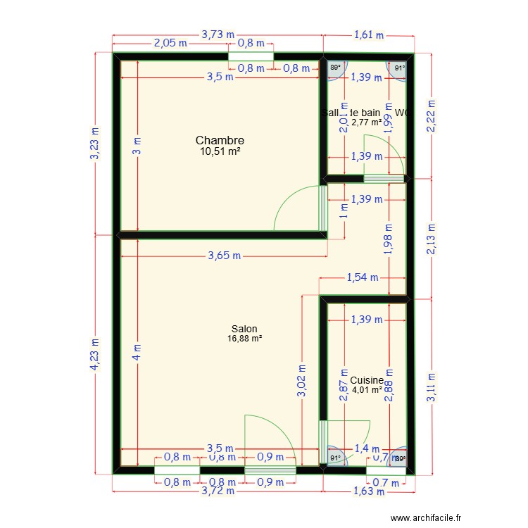 plan4. Plan de 4 pièces et 34 m2