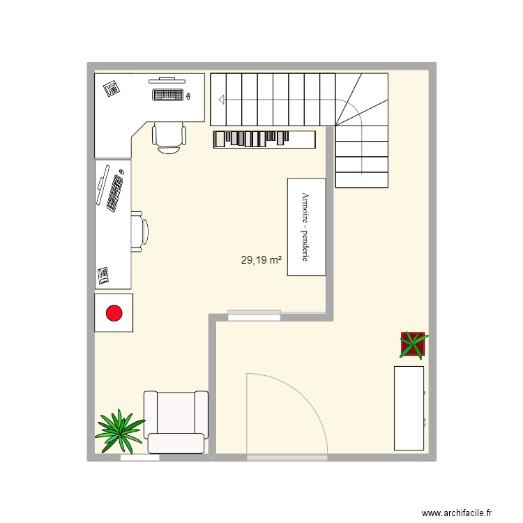 ATELIER. Plan de 1 pièce et 29 m2